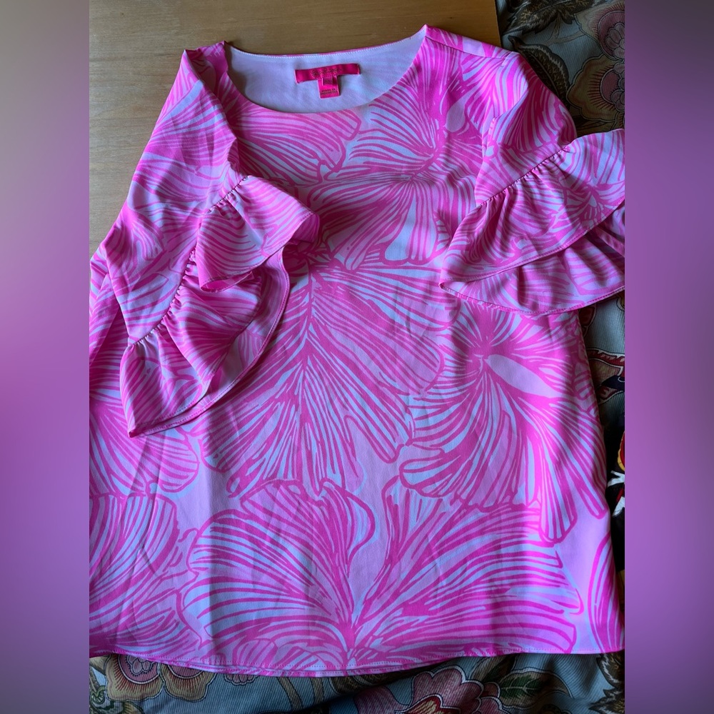 Lily Pulitzer Pink and White top